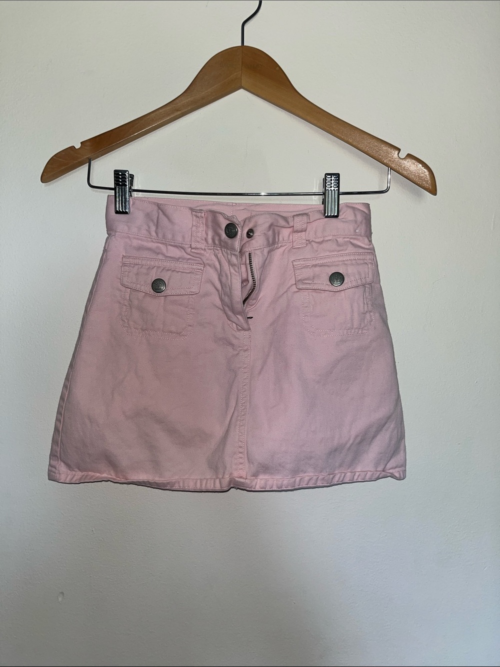 Vintage 2000s Gymboree Light Pink Mini Skirt with Front Flap Pockets